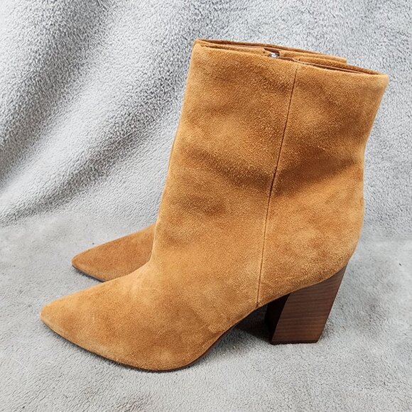 Marc Fisher Shoes - Marc Fisher Shoes Womens Size 8 Brown Leather Side Zip Ankle Boots